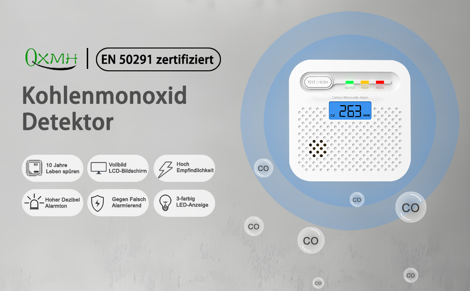 Детектор чадного газу CO з цифровим дисплеєм, портативний, для дому, авто, подорожей, офісу, ресторану, готелю (WiFi, 4 шт.)