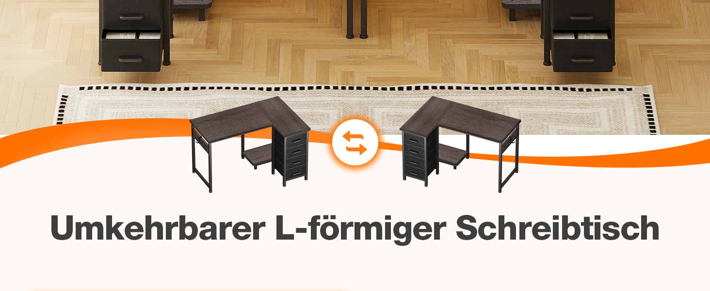 Комп'ютерний кутовий стіл Coleshome 120x70 см з 4 шухлядами, сірий, для офісу/кабінету/спальні