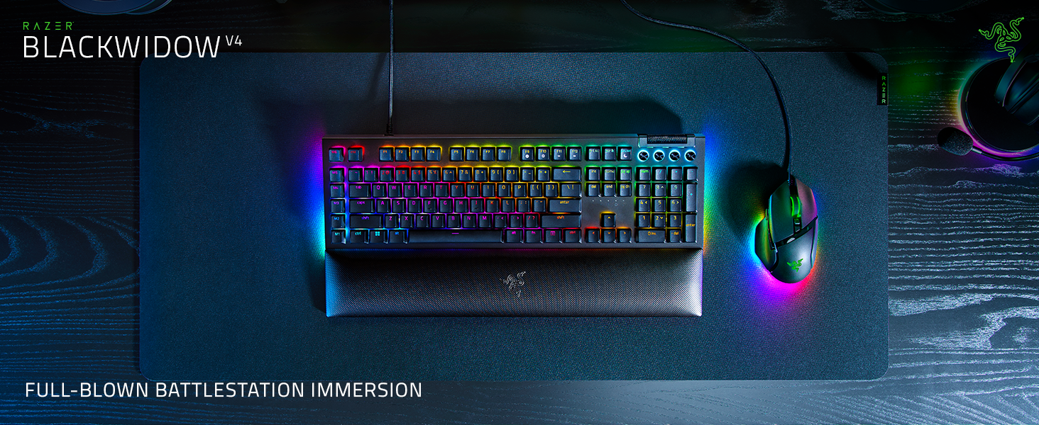 Механічна ігрова клавіатура Razer BlackWidow V4 Green Switch QWERTZ DE з RGB Chroma підсвічуванням та макро-клавішами