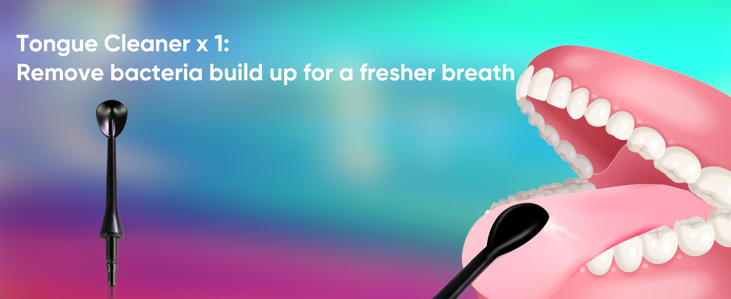 MySmile LP221: Бездротовий ірigator для зубів з UVC стерилізацією, 335 мл, OLED-дисплей, 4 режими, 8 насадок, для дому та подорожей, чорний