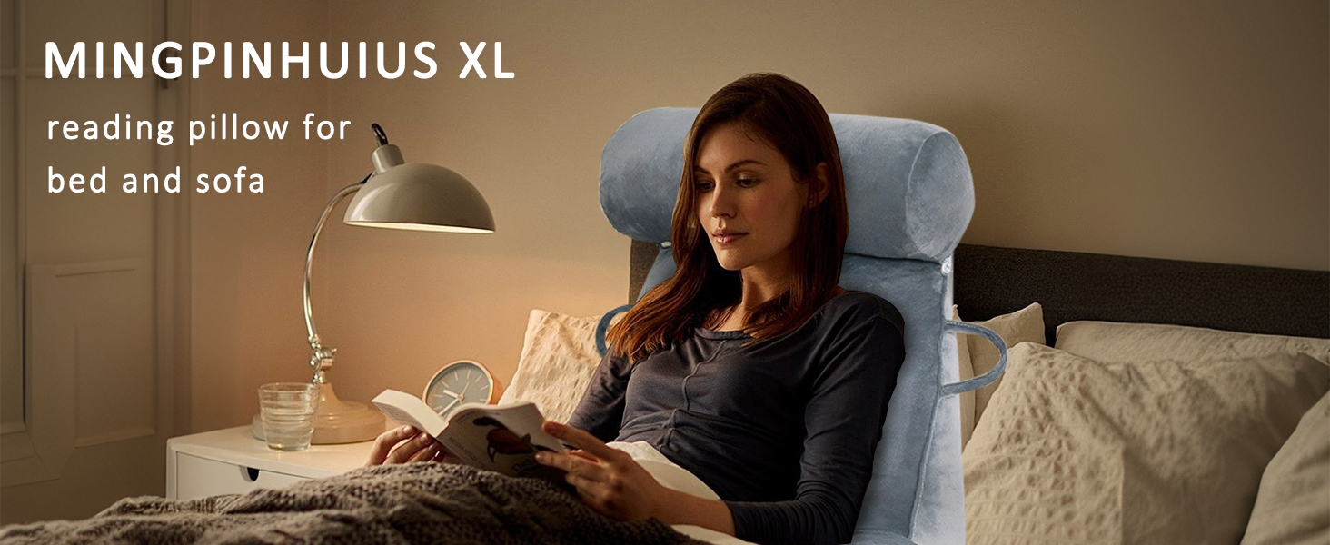 Подушка для читання MINGPINHUIUS XL для ліжка та дивана з знімною подушкою для шиї, ідеальна для дорослих, з піною з пам'яті для комфортного читання, роботи, ігор, перегляду телевізора та відпочинку (Коричнева)