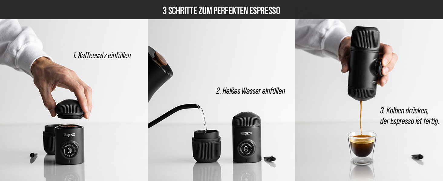 WACACO Nanopresso - портативна кавомашина для еспресо, 18 Bar, ручне керування, для подорожей, червона