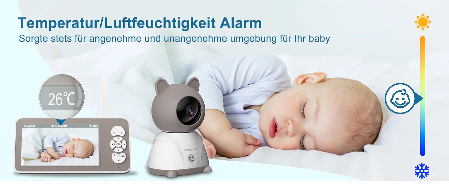 Відеоняня з камерою 2K PTZ: монітор для немовлят з нічним баченням, датчиком руху, лушпаннями, зумом 4x та записом