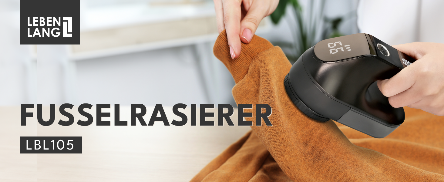 Електричний видалення ворсу LEBENLANG 2000mAh з LED-дисплеєм та пензлем для чищення - до 2 годин роботи, чорний