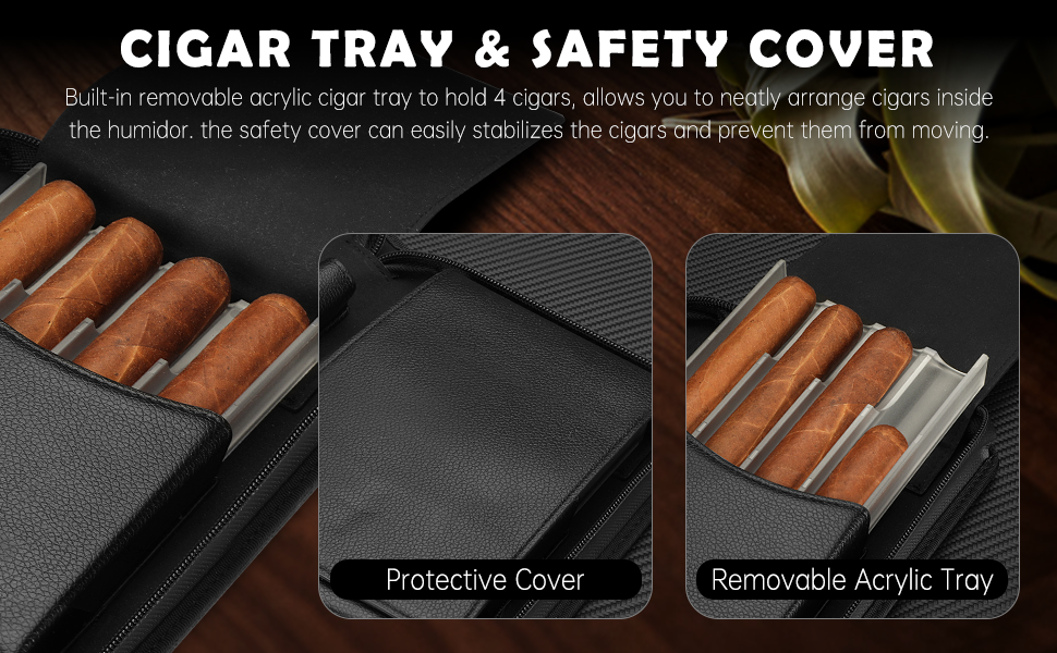 KEJIAR: Набір для зберігання сигар - Humidor з різаком, пуншем та зволожувачами, коричневий