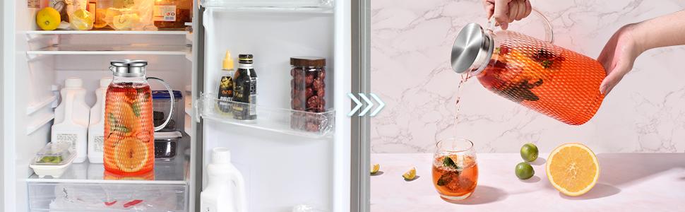 Скляна карафа Aofmee 2 літри з кришкою: для води, соку, айс-ті. Підходить для ресторанів та дому.