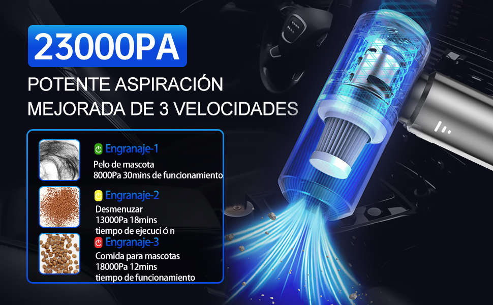 Бездротовий портативний автомобільний пилосмик Mini-Handstaubsauger, потужність 23000Па, циклонна система, USB-зарядка, для авто, дому та офісу (Сріблястий фіолетовий)