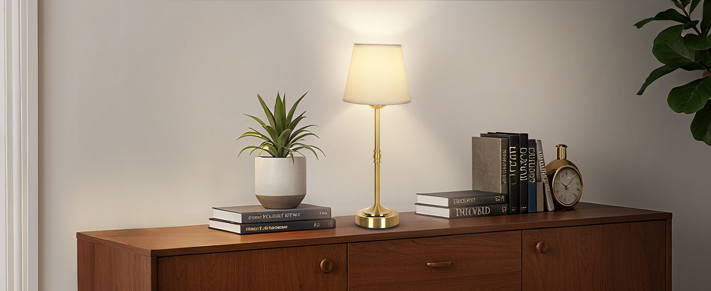 OUTON Настільна лампа бездротова, 2 шт. – диммування, 3 кольори світла, 4000mAh, USB-C, 60 год роботи, золота для спальні, вітальні, їдальні