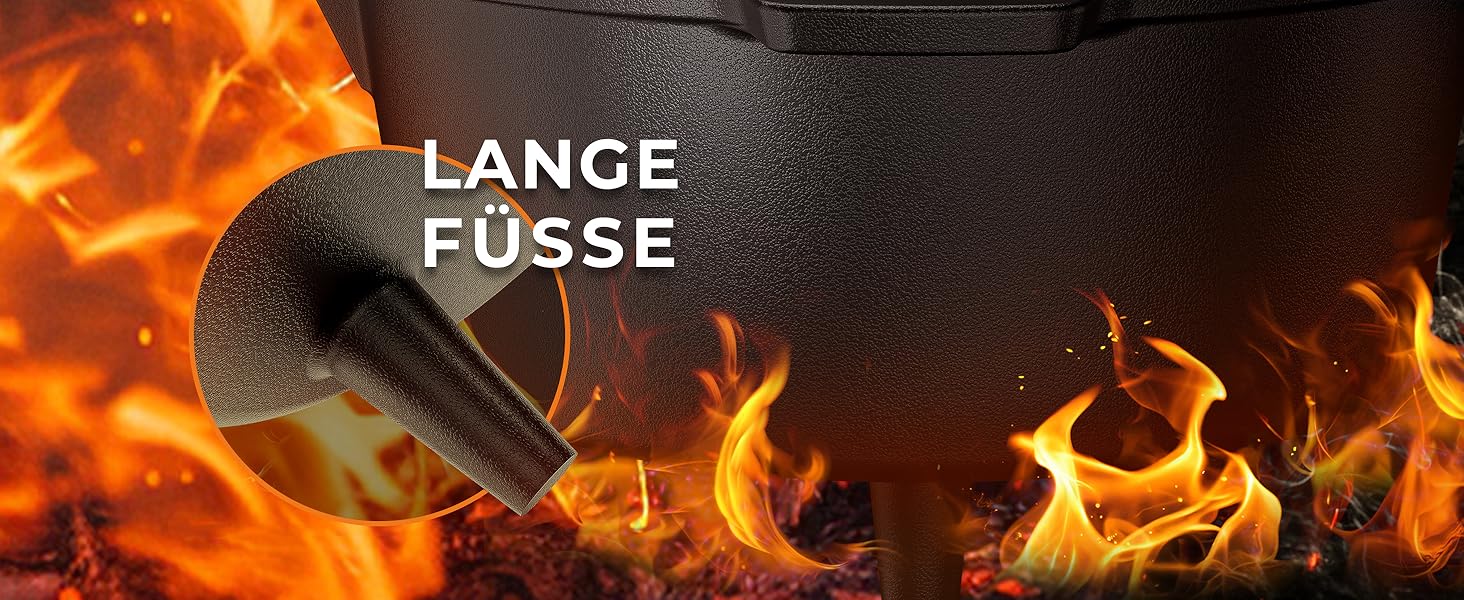 Чавунний казан Dutch Oven 9л з ніжками та знімачем кришки, набір для приготування їжі на відкритому вогні (на 6-10 осіб)