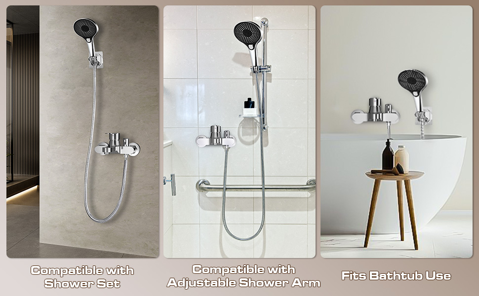 Набір для ванни з душовою лійкою та змішувачем, хром, латунь, 3 функції, настінний монтаж 150 мм