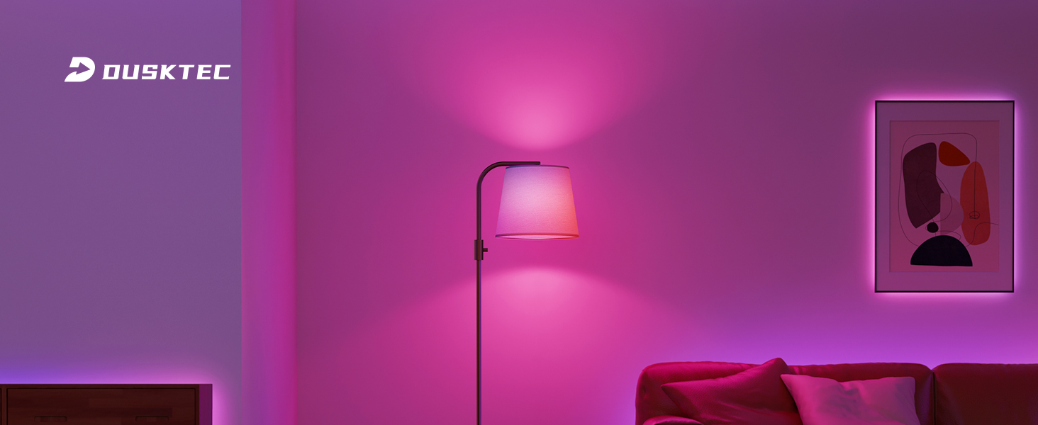 Світлодіодна торшер DUSKTEC RGB для вітальні, смарт-лампа з димером, керування через додаток, тепле та холодне біле світло, 10W, 1200LM, аркова лампа для читання, приліжкова лампа