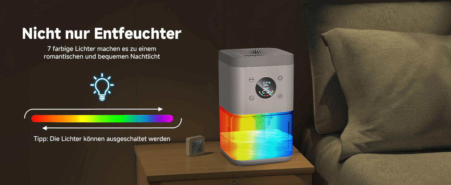 Електричний осушувач повітря 1800 мл, тихий, з функцією автоматичного відтавання, очищення повітря та захист від вологи, для спальні/ванної кімнати - білий