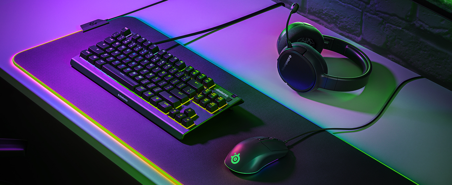 Клавіатура SteelSeries Apex 3 TKL для ігор – RGB, компактний TKL, 8 зон RGB-підсвічування, стійка до води та пилу, тихі ігрові клавіші, DE Layout QWERTZ, чорний колір