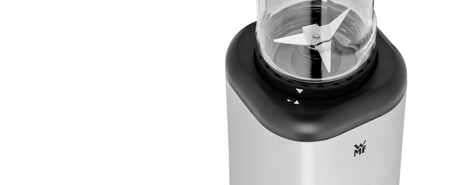 Електричний блендер WMF Kult X Mix & Go Mini - шейкер для смузі, 300 Вт, Tritan, 600 мл, срільно-чорний