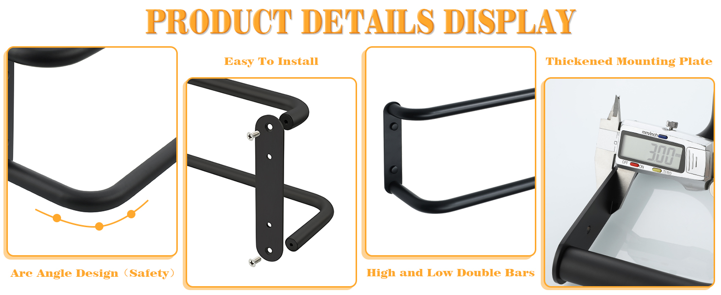 Тримач для рушників подвійний, нержавіюча сталь 304, 40 см, чорний. Настінний тримач для рушників у ванну та кухню. Набір для ванної кімнати