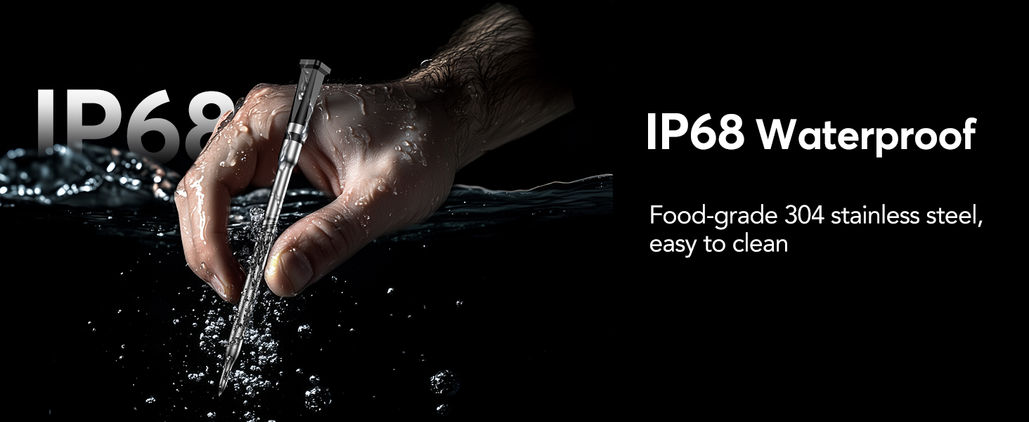 Бездротовий термометр для м'яса з Bluetooth та нескінченною дальністю, 7 сертифікованих NIST сенсорів, для гриля, мангала, печі, фритюрниці (чорний)