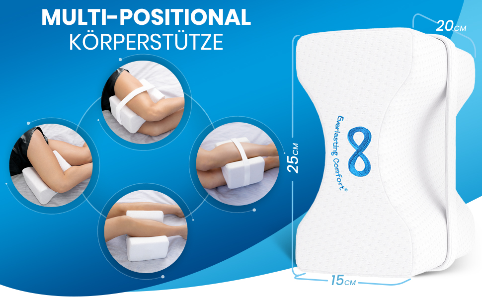 Подушка для ніг Everlasting Comfort - для комфорту в області стегна, спини та коліна. Keilkissen (клиноподібна подушка) для тих, хто спить на боці, з регульованим ремінцем та знімним чохлом