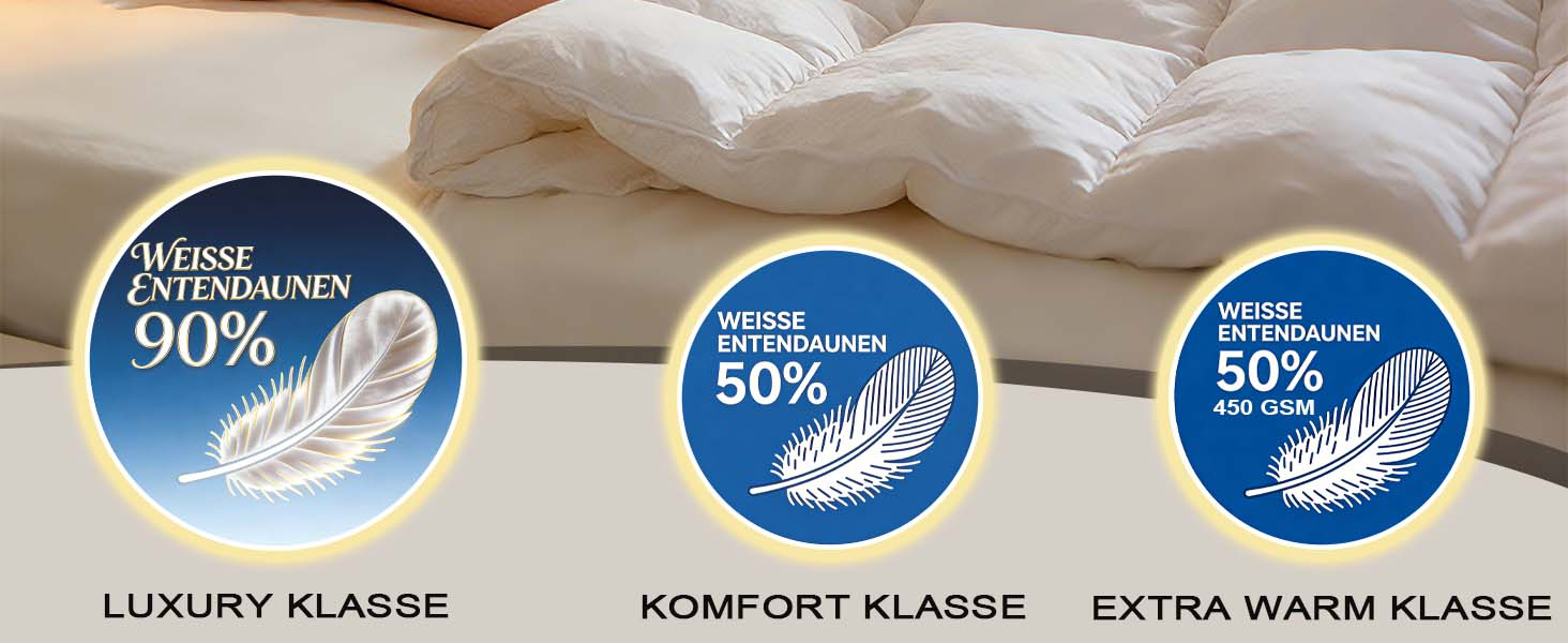Всесезонна легка ковдра з гусячого пуху 90% (135 x 200 см), біла, Luxury All Year Comfort