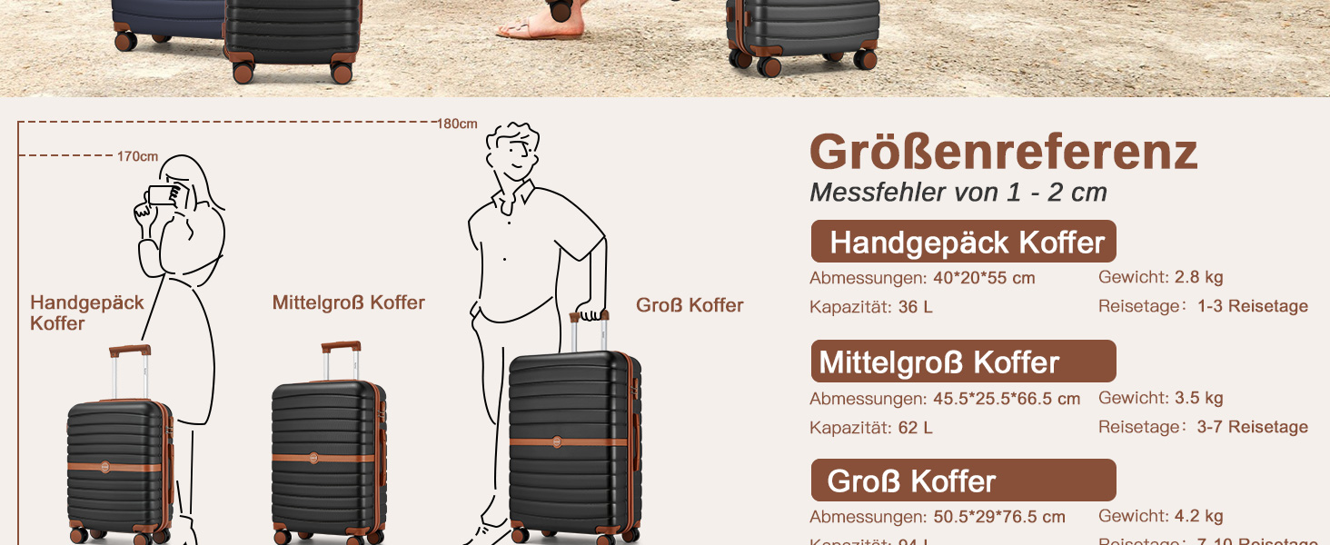 Валіза KONO, середнього розміру, 66 см, ABS+PC, з двома колесами та кодовим замком (темно-зелений/коричневий)