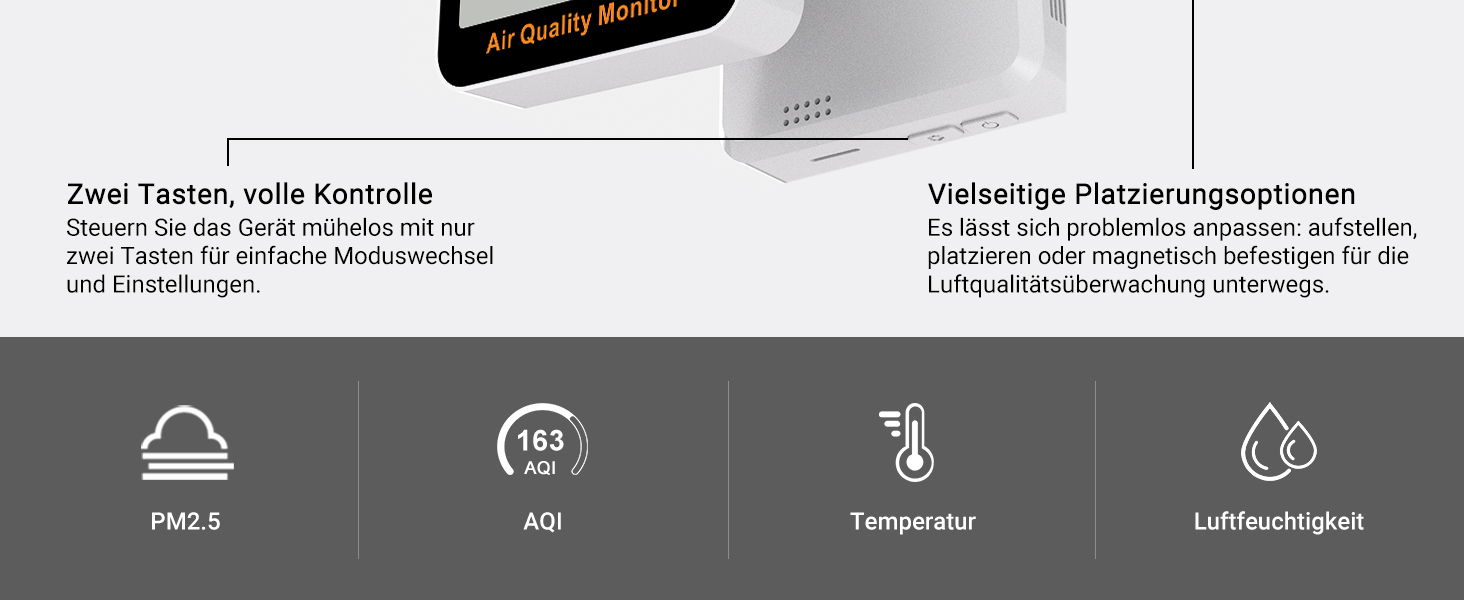 Вимірювач якості повітря Temtop S1+: PM2.5, AQI, температура, вологість, 100 днів роботи, підключення до APP, для дому та офісу