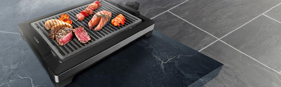 Електричний гриль Cecotec Tasty&Grill 2000 InoxStone, 2000 Вт, антипригарна панель Inox LineStone, регулятор температури, корпус із нержавіючої сталі