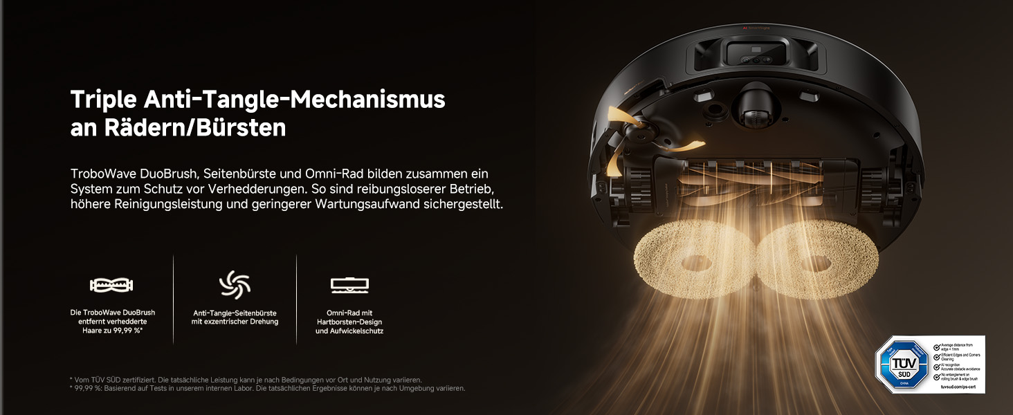 Робот-пилосос Mova V50 Ultra Complete з функцією миття, 24000 Па, подолання перешкод 6 см, навігація Liftable+RGB AI+LED, 80°C гаряча вода, 63°C самостійне сушіння, DuoSolution System, щітка Tricut (Mobius 60)