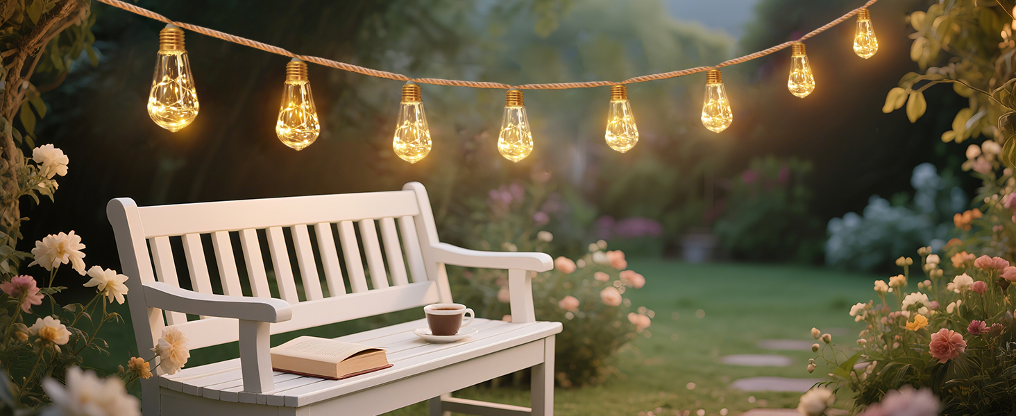 LED-гірлянда сонячна зовнішня 10м, 16+1 G40, диммування, 3 режими, пульт дистанційного керування, вологостійка, тепле світло, для саду, балкону, декору