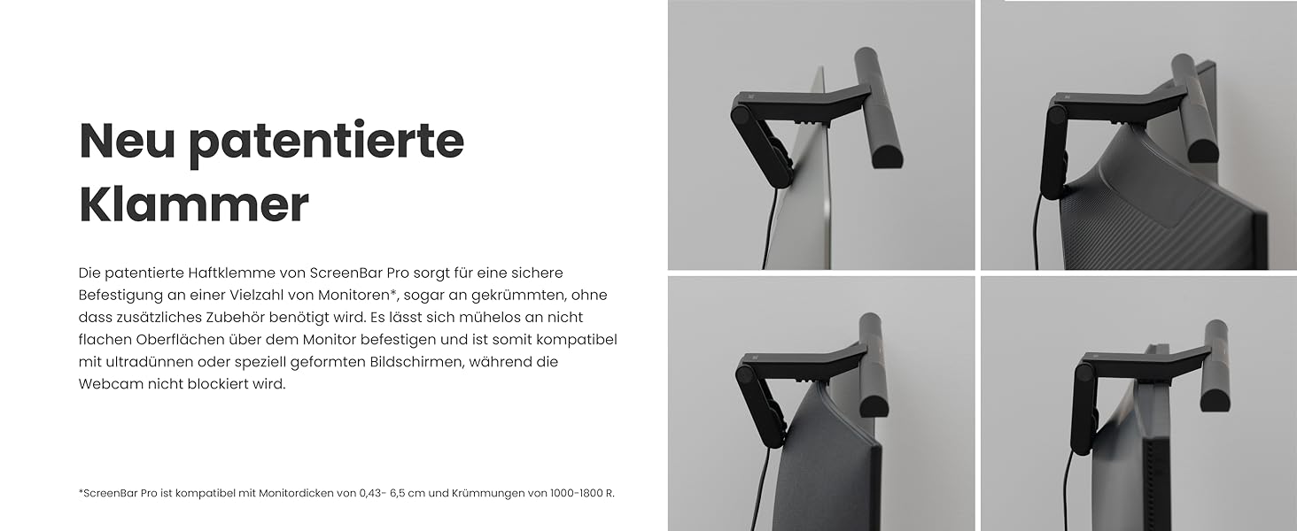 BenQ ScreenBar Pro – LED лампа для монітора: без відблисків, авто вкл/викл, універсальна кріплення, широке освітлення, регулювання кольору та яскравості, автоматичне регулювання, чорний колір