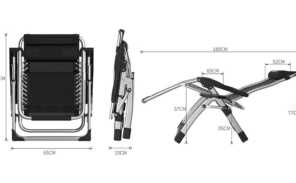 Лежак для відпочинку Klappbar, великий, для саду, патіо, пляжу, басейну, з подушкою, вантажопідйомність 200 кг (срібний)