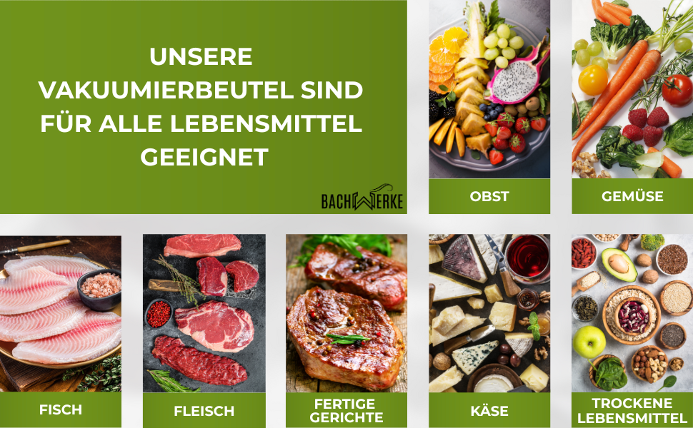 Вакууматор для продуктів BACHWERKE з шириною шва 32 см, вакуумний пакувальник з набором пакетів та запасним різаком