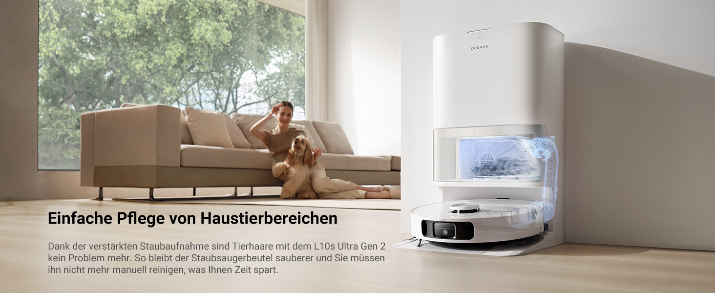 Робот-пилосос Dreame L10s Ultra Gen 2 з функцією миття, технологія RoboSwing™ та потужністю 10 000 Pa Vormax™, режим для тварин, автоматична станція, потужне прибирання килимів