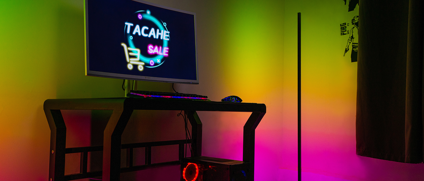 Торшер TACAHE RGBW Halo - 4000K LED, кольоровий фільтр, декоративне світло для вітальні та спальні, 73', 12W