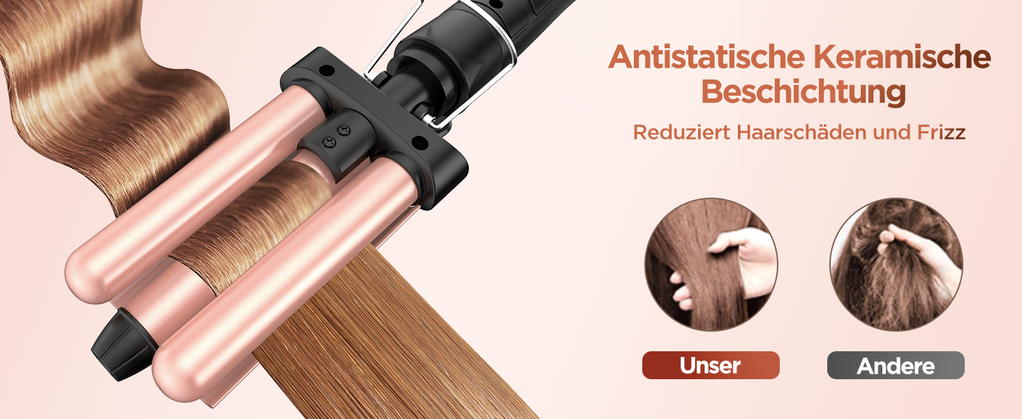 BESTOPE Набір для завивки волосся 5 в 1 з керамічним нагрівом, різні насадки для великих та маленьких локонів, 9-32 мм, швидкий нагрів, 2 температурні режими для довгого та короткого волосся (Золотий)