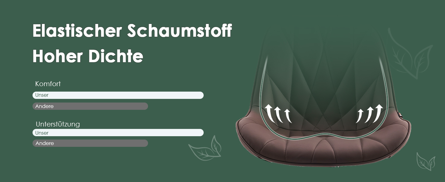 Офісний стілець YOUTASTE з візерунком листя, ергономічний, регульований по висоті, з функцією гойдання, без підлокітників, шкіряний, для дому та офісу (колір: коричневий)