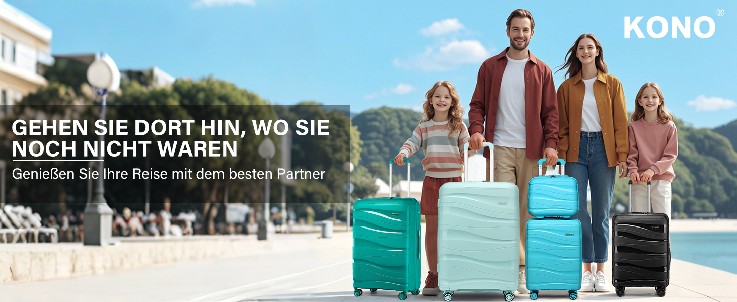 KONO Чемодан середнього розміру 65см з поліпропілену з TSA замком, 65x46x26.5см (Зелений)