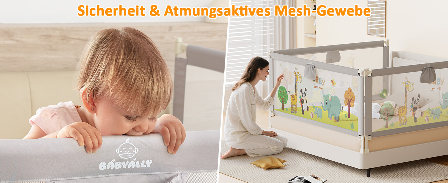 Бортики для ліжка дитячі 3 шт. (2x200 см + 1x180 см) складні, захист від випадання, малюнок 'Джунглі', для малюків та дітей