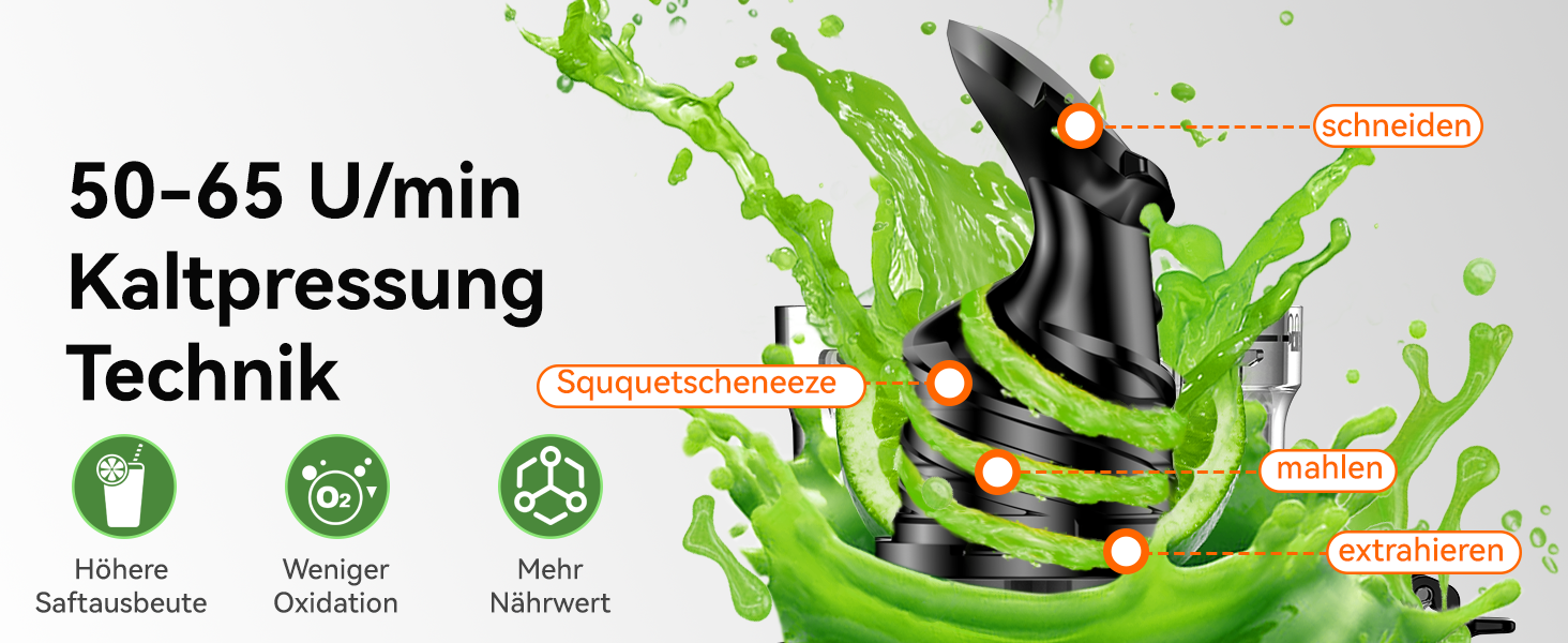 LINKChef Slow Juicer: повільний соковичавник для овочів та фруктів, 1.8 л, з функцією реверсу, BPA Free