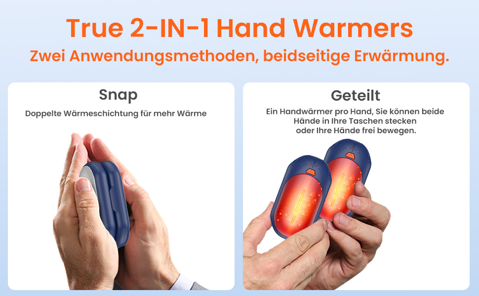 Електричні грілки для рук USB, 2 шт. - багаторазові, 3 режими нагріву, 20 годин роботи, для кемпінгу та відпочинку на природі. Кольори: блакитний