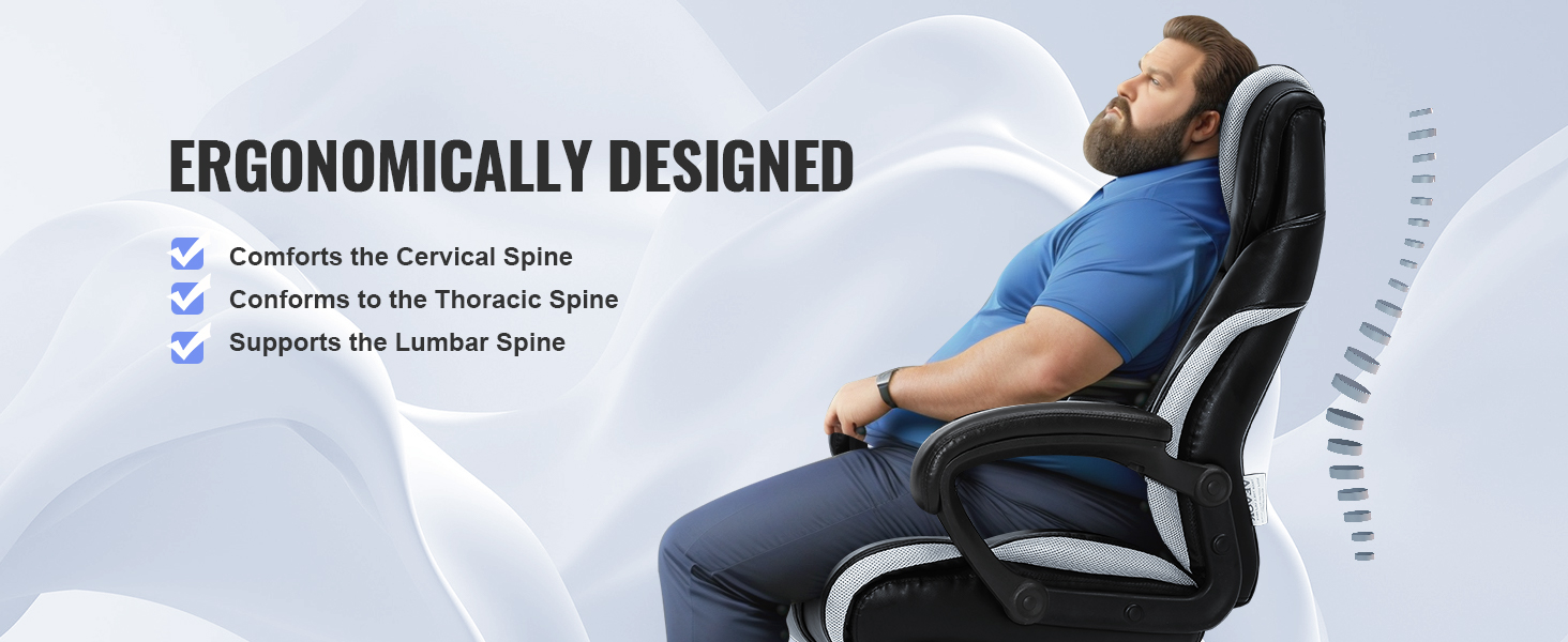 Крісло офісне VEVOR для начальника з підніжкою, шкіра PU, біле, регульована висота 0-80 мм, вантажопідйомність 181,43 кг, 860 x 610 мм, поворотне