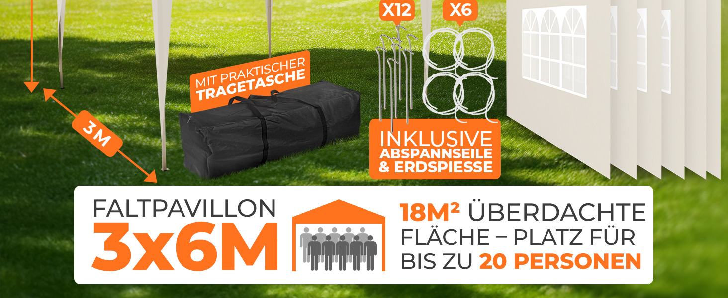 Павільйон Kronenburg розкладний, 3x3 м, водонепроникний, захист від сонця UV 50+, колір шампань, з 4 боковими частинами