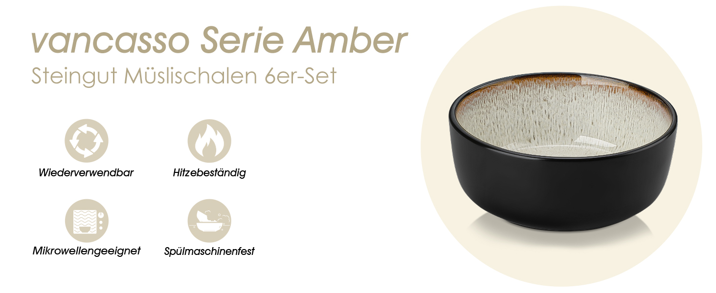 Набір посуду Vancasso AMBER на 12 осіб, 48 предметів: тарілки обідні, десертні, супові, миски. Реактивна глазур, жовтий. Підходить для мийки посуду