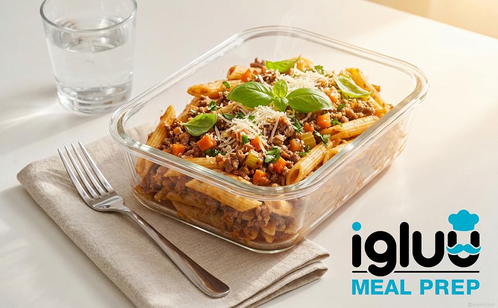 Набір скляних контейнерів для їжі Igluu Meal Prep (10 шт) — 370 мл та 1050 мл, герметичні ланч-бокси для зберігання продуктів