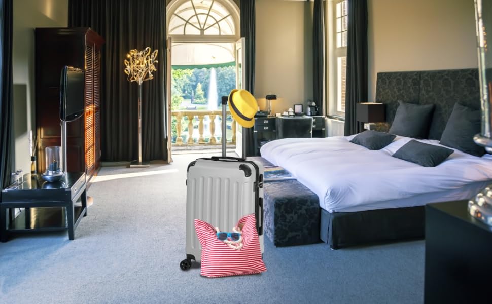 Набір валіз Arebos 3шт. з ABS-пластику | Чемодан на колесах з телескопічною ручкою | З замком-блискавкою, 360° колеса | Розміри M, L, XL | Срібний