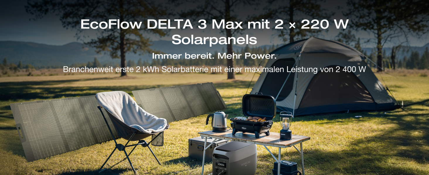 Портативна електростанція EcoFlow DELTA 3 Max, 2048 Вт·год, 2400 Вт X-Boost, з двома додатковими модулями по 220 Вт