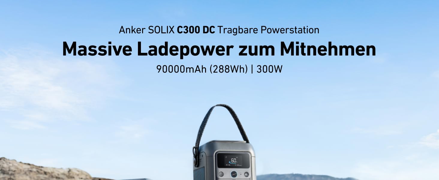 Powerbank Anker SOLIX C300: 288Wh, 300W, LiFePO4, для кемпінгу та подорожей