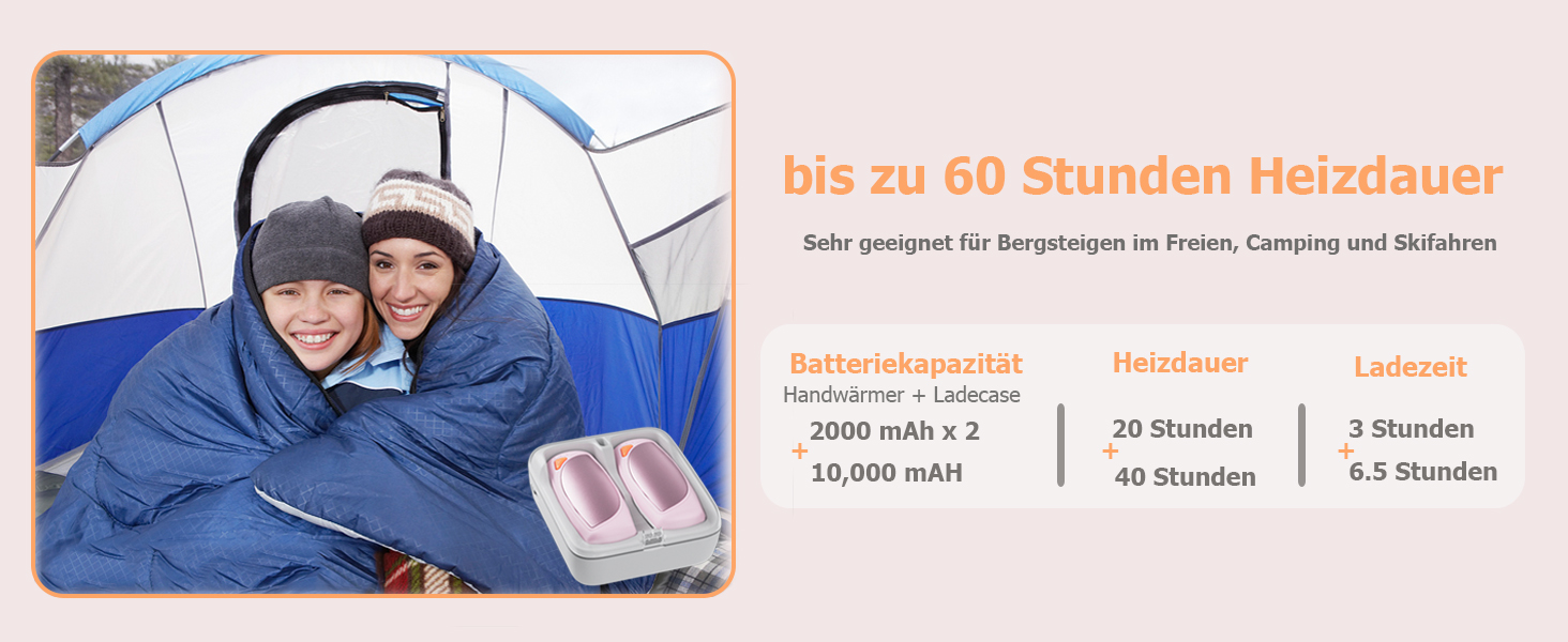 Електричні грілки для рук COTOP, набір 2 шт. з зарядним кейсом 14000 mAh, 3 режими нагріву до 56°C, для катання на лижах, кемпінгу, чорного кольору