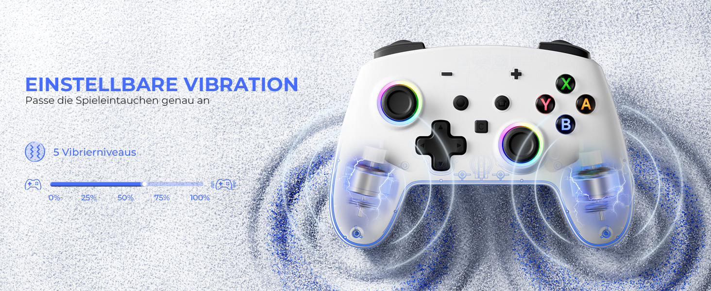 Бездротовий ігровий контролер ECHTPower для PC, Switch, Steam Deck, Android, iOS — RGB підсвічування, Hall-джойстики, вібрація, Turbo, акумулятор 800mAh (Білий)