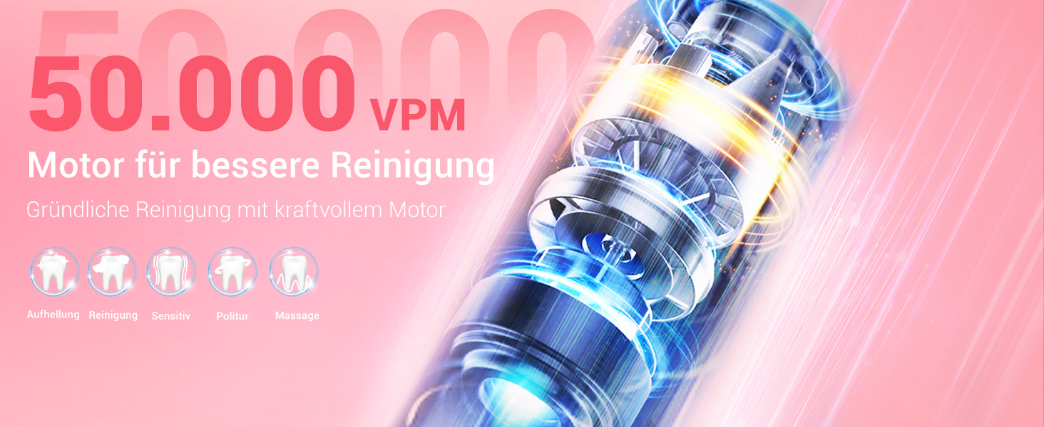 Електрична зубна щітка ротаційного типу для дорослих та дітей з 8 насадок, зарядний пристрій з підставкою на стіну, 5 режимів чищення та дорожній футляр, 60 днів роботи від акумулятора (рожевий)
