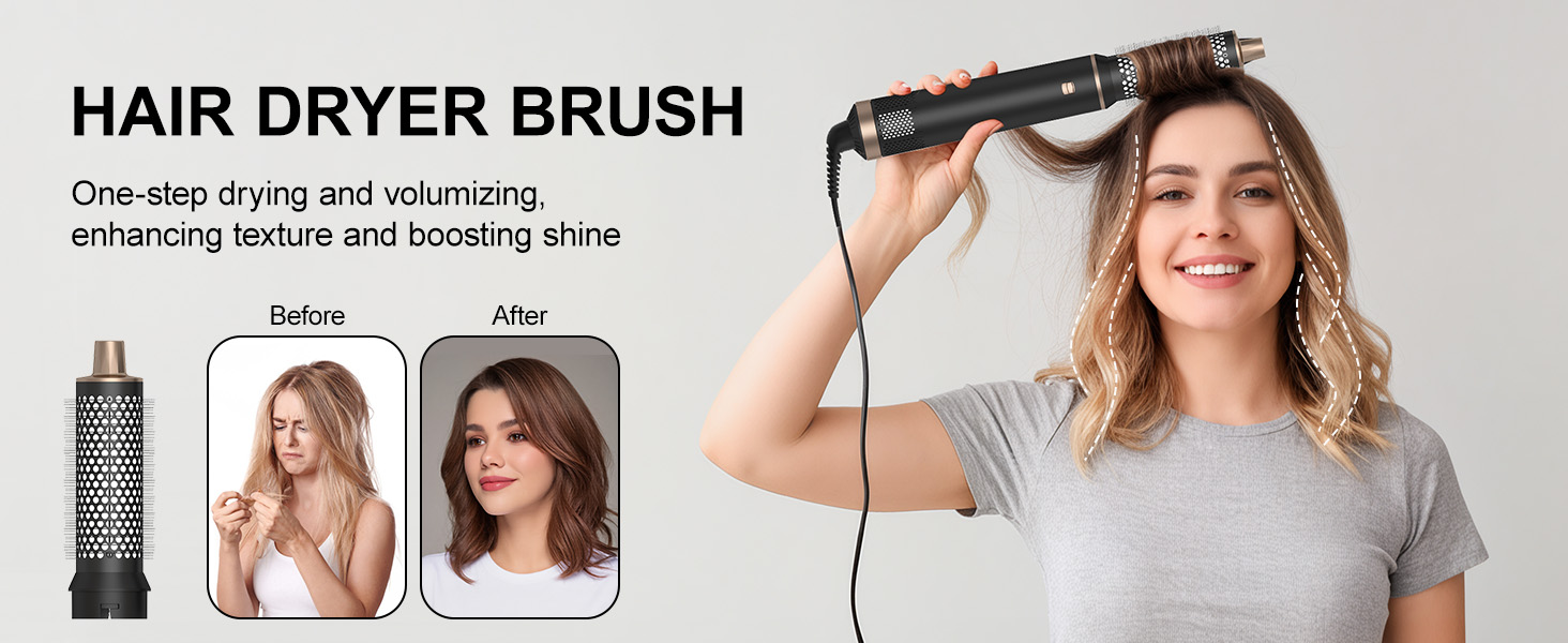 Hairstyler 5 в 1: Професійний набір для укладки волосся з автозавитками, феном, йонною щіткою, випрямлячем та щіткою для об'єму. Для всіх типів волосся.
