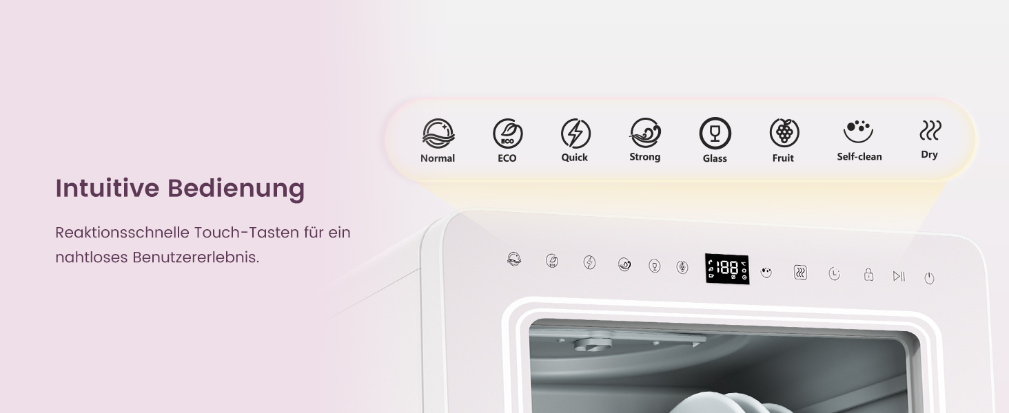 Посудомийна машина HAVA для столу з пом'якшувачем води та підвищеною енергоефективністю, 8 програм миття, блокування від дітей та відкладений старт, не потребує встановлення - ніжний лавандовий колір, TDJR09